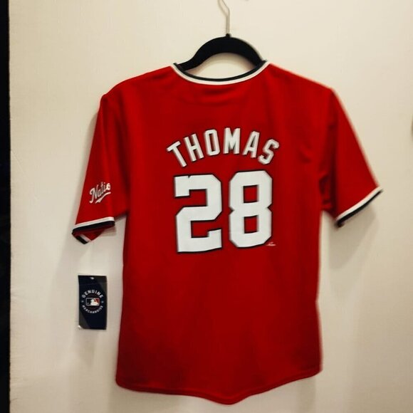 Washington Nationals Lane Thomas #28 Red Youtth Jersey 12/14 MLB - Picture 4 of 4